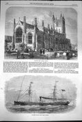 Original Old Antique Print 1870 Croydon New Parish Church Sin Nanzing Chi 19th