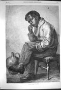 Original Old Antique Print 1870 Brown Study Hunt Young Boy School Victorian