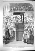 Original Old Antique Print 1870 Papal Great Council Rome Reading Decrees Scene