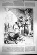 Original Old Antique Print 1870 Shepherd Seated Fountain Animals Berghem 19th