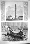 Old Antique Print 1870 Obelisk Lateran Rome Benedictine Monk Paul Church 19th