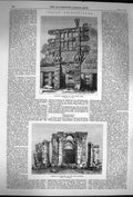 Original Old Antique Print 1870 Indian Architecture Sanchi Tope Temple Marttand