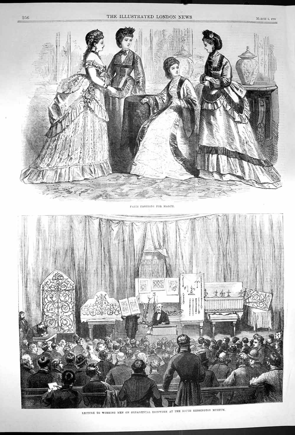 Original Old Antique Print 1870 Paris Fashion Kensington Musuem Working Men