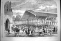 Original Old Antique Print 1870 Opening Columbia Fish Market Bethna Victorian