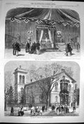 Old Antique Print 1870 City Hall Portland Maine Funeral Peabody America 19th