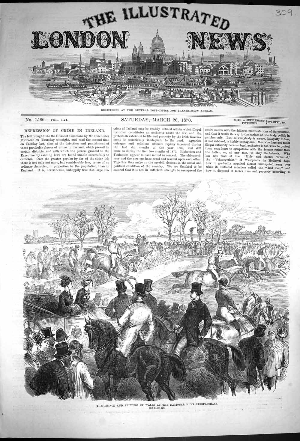 Old Antique Print 1870 Prince Princess Wales National Hunt Steeplechase 19th