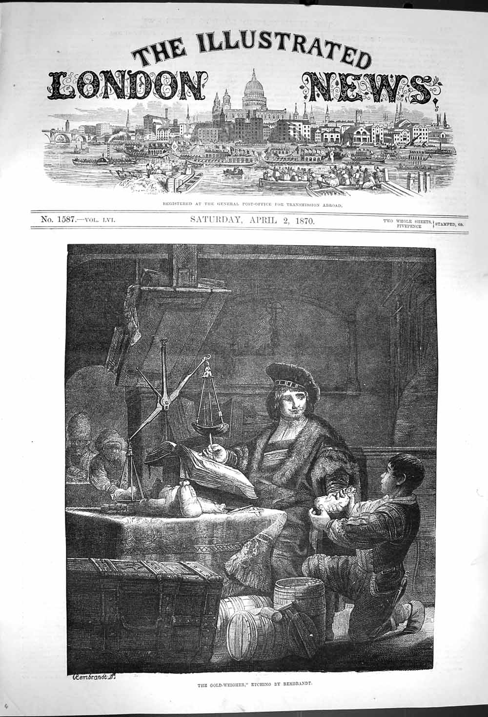 Original Old Antique Print 1870 G-Weigher Etching Rembrandt F 19th