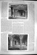 Old Antique Print 1870 Palace Sultana Futtehpore Sikree Khas Delhi India 19th