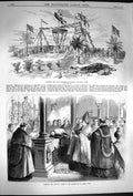 Original Old Antique Print 1870 Mayo Colliery Gogose Paschal Lambs Church Agnes