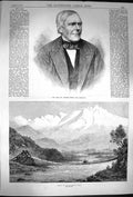 Original Old Antique Print 1870 Charles Green Aeronaut Valley Aconcagua Chili