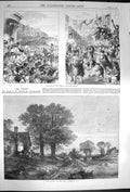 Old Antique Print 1870 Smithy River Bridge Easter Volunteer Review Army 19th