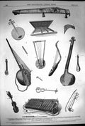 Original Old Antique Print 1870 Musical Instruments Kensington Museum Guit 19th
