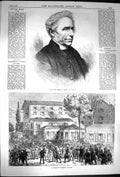 Original Old Antique Print 1870 Bishop Bath Wells Strike Workmen Paris France