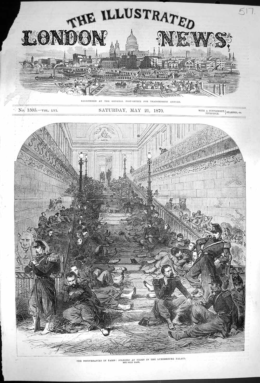 Original Old Antique Print 1870 Paris Siers Luxembourg Palace Faubourg Temple
