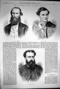 Original Old Antique Print 1870 Herbert Vyner Lloyd Englishmen Killed Greek