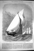 Original Old Antique Print 1870 Yacht Race Sappho Cambria St. Catherine'S 19th