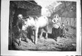 Original Old Antique Print 1870 Fine Art Auld Mare Maggie Farmyard Horse Man