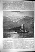Old Antique Print 1870 Summer Moonlight Lae Orta Mountains Boat Johnson 19th