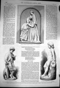 Old Antique Print 1870 Dinah Hetty Prison Statue Sea Shore Children Halse 19th