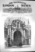 Original Old Antique Print 1870 Porch Mary'S Church Oxford England Architecture