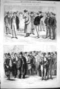 Old Antique Print 1870 Scene Paris France Palais De Justice Quartier Men 19th