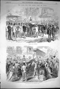 Original Old Antique Print 1870 Horse Racing Grand Prix De Paris Sport Jockeys