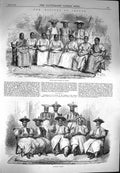 Original Old Antique Print 1870 Natives Ceylon High-Caste Ladies Kandy Victorian
