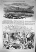 Original Old Antique Print 1870 Oghee Outpost Fort Huzara Punjaub Prince Wales