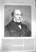 Original Old Antique Print 1870 George Frederick William Villiers Earl Cl 19th