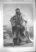 Old Antique Print 1870 Es Salaam Sheikh Michael El Musrab Anazeh Palmyra 19th