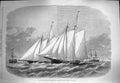 Original Old Antique Print 1870 Ocean Yacht Race Dauntless Cambria Ships Sport