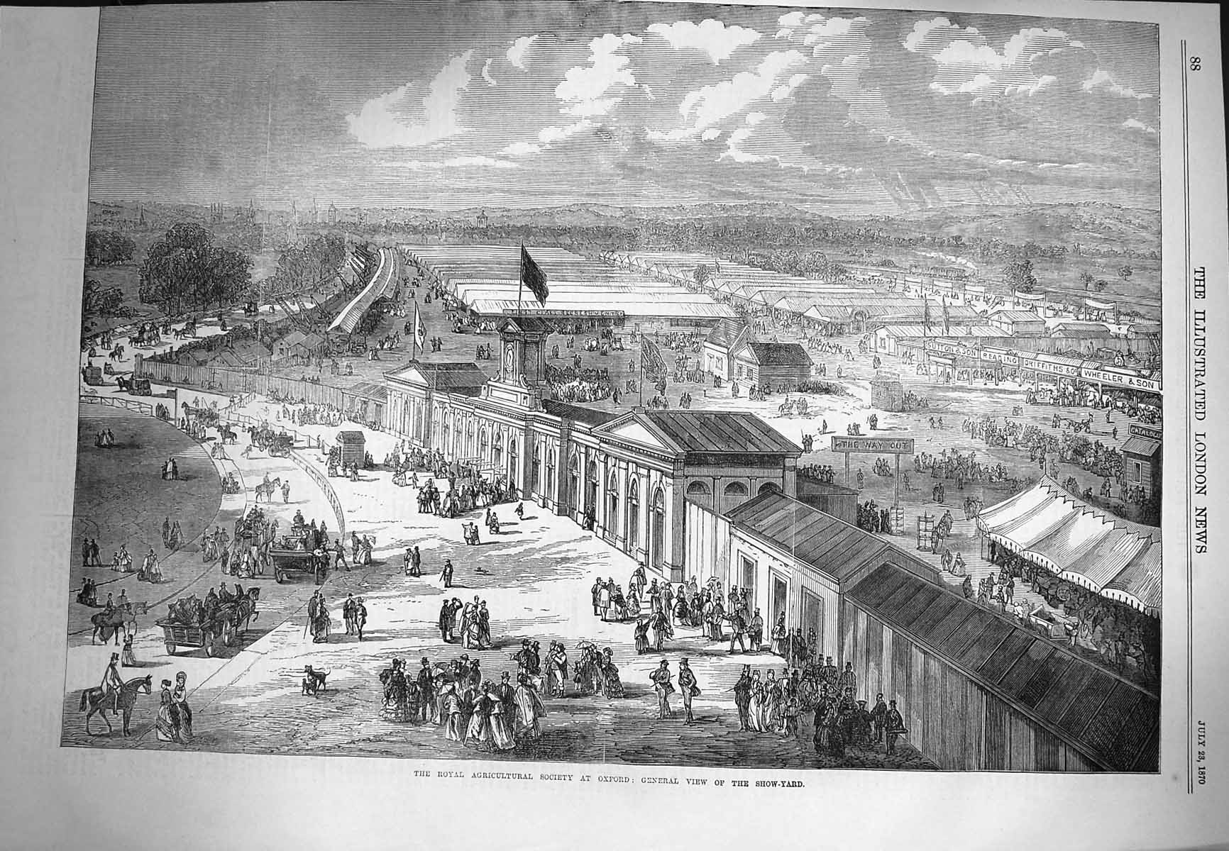 Old Antique Print 1870 Royal Agricultural Society Oxford View Show-Yard 19th