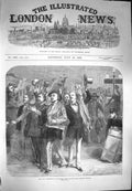 Original Old Antique Print 1870 War Departure Prussians Charing-Cross Railway