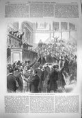 Original Old Antique Print 1870 Ollivier Announcing War Corps Legislatif Men