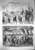 Old Antique Print 1870 War Reception King Prussia Berlin Boulevard Paris 19th