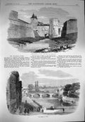 Original Old Antique Print 1870 Fortifications Porte Des Allemands Arsenal Metz