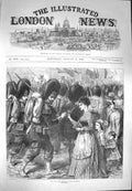 Original Old Antique Print 1870 War Imperial Guard Metz Siers Children Ladies