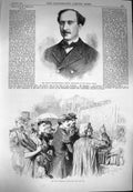 Original Old Antique Print 1870 Prevost-Paradol French Ambassador Paris War Map