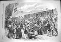 Old Antique Print 1870 War Prussian Dragoons Leaving Berlin Mayence Train 19th