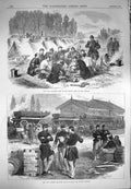 Original Old Antique Print 1870 War Siers Mess Camp Moselle French Train 19th