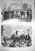 Old Antique Print 1870 War Arrest English Metz Place Vendome Paris France 19th