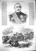 Original Old Antique Print 1870 General Montauban Minister France Forbach War