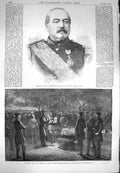 Original Old Antique Print 1870 Marshal Bazaine French Army Metz Prince Prussia