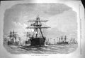Original Old Antique Print 1870 War French Ironclad Fleet Ships Heligoland 19th