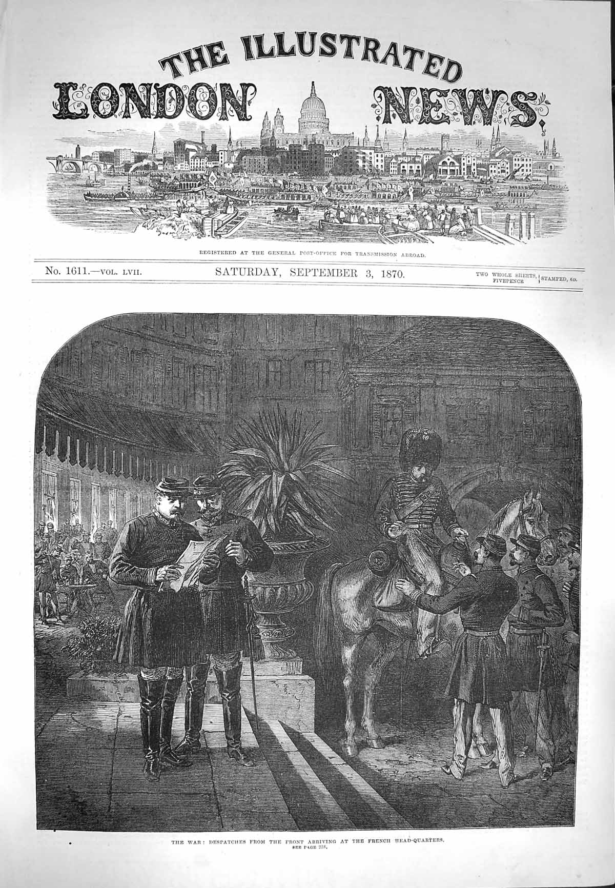 Original Old Antique Print 1870 War Despatches Front French Head Quarters Siers