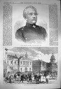 Antique Print *3951 1870 General Steinmetz Prussian Army Hotel Vaucouleurs