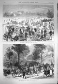 Original Old Antique Print 1870 Defence Paris Camp Francs Tireurs Mont Valerien