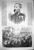 Old Antique Print 1870 Prince Royal Saxony German Army Paris Jules Favre 19th
