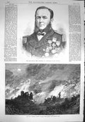 Original Old Antique Print 1870 Captain Hugh Burgoyne War Fort Bicetre Paris