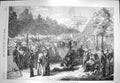 Original Old Antique Print 1870 War Troops Regular Army Champs-Elysees Paris